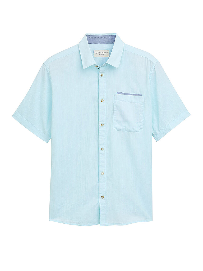 Kurzarmhemd TOM TAILOR, Herren, Gr. M, N-Gr, blau multicolor check, Web, Obermaterial: 100% Baumwolle, kariert, regular fit normal, ohne Ausschnitt, gerader Abschluss, Hemden, mit Karo Muster 3